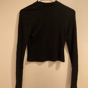 H&M Black Cropped Mock Turtleneck Size S
